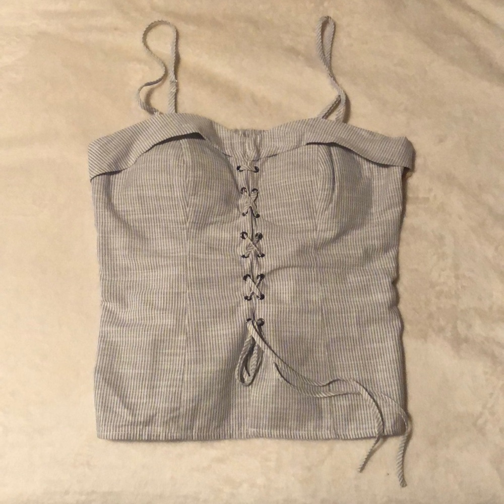 Leith Pearly Gray Strap Top
